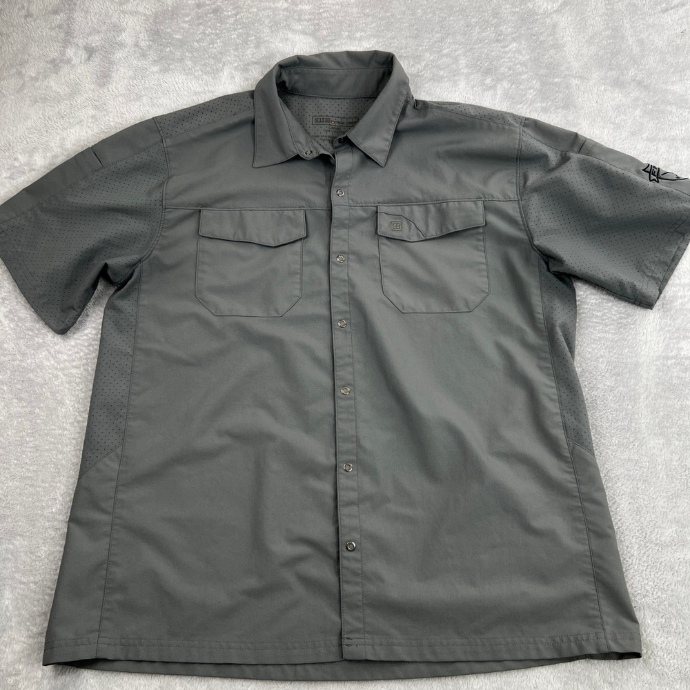 5.11 Tactical Perforated Breathable Snap Shirt L Gray Men Utility Workwear 71340